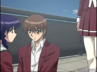 Hentai anime classmates trijatā uz skola