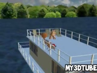 Foxy 3d tekenfilm blondine enchantress krijgt geneukt op een boot